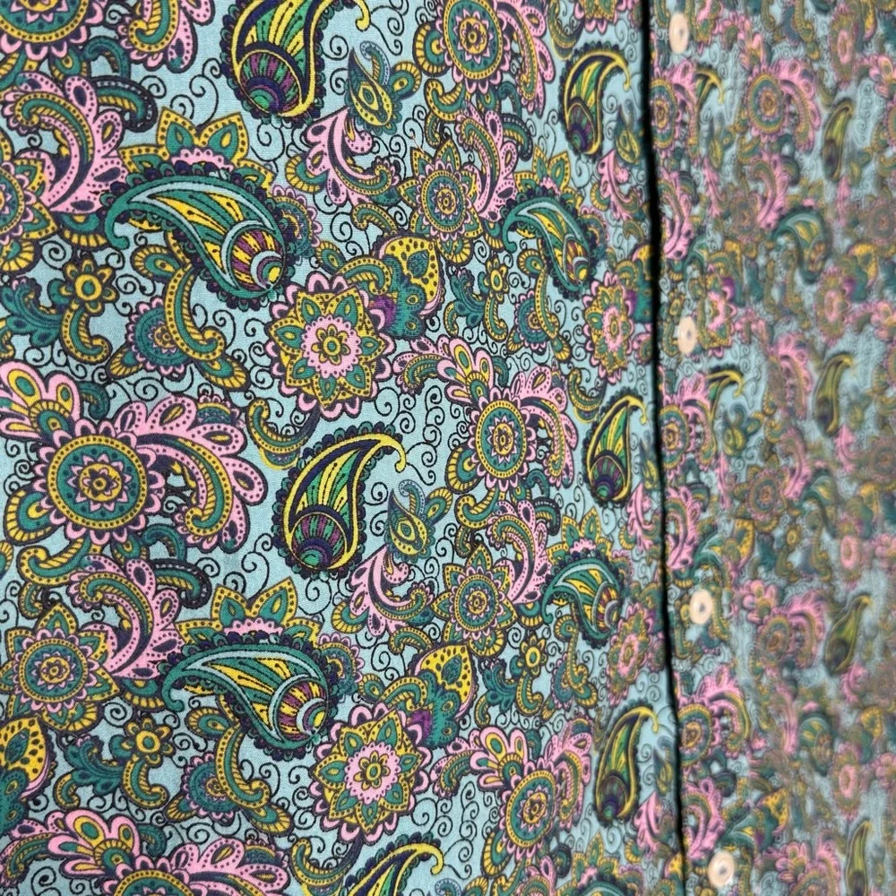 Cremieux‎ Men’s Short Sleeve Button Down Shirt XXL Multi-Color Paisley Print
